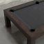 Darkened Walnut wood frame, Slate grey cloth