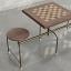 Dirty Brass Frame, Walnut stools and border, Oak checkers