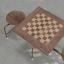 Dirty Brass Frame, Walnut stools and border, Oak checkers