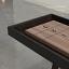 Black frame, Walnut playing surface, chocolate leather, chocolate leather end bumper