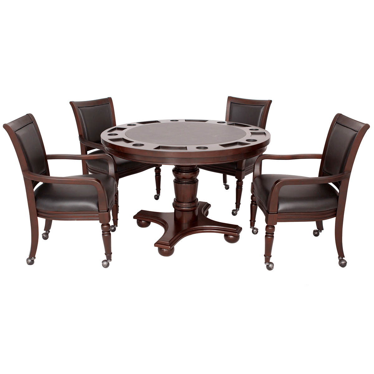 Bridgeport 2-in-1 Poker Game Table Set - Walnut Finish