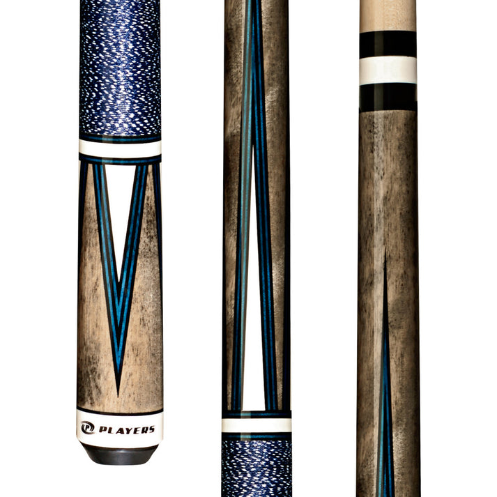 Players 4 Point White Cue with Blue Double Pressed Irish Linen Wrap