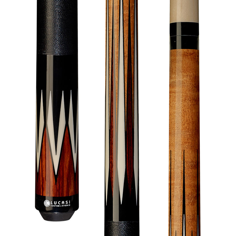 Lucasi Custom Antique Birdseye & Cocobolo/Black Cue with Black Linen Wrap