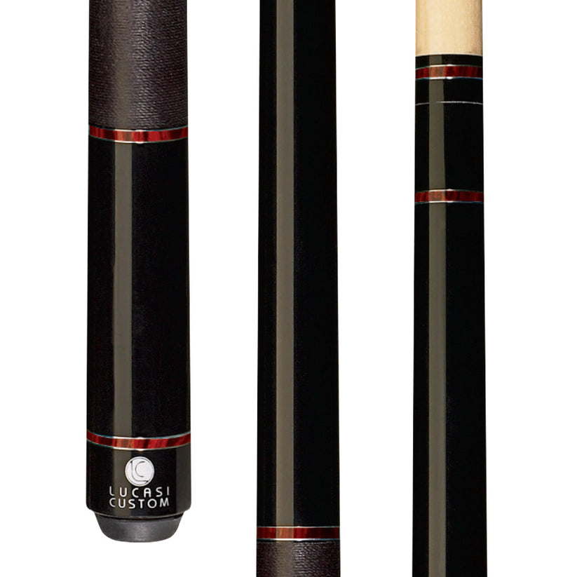 Lucasi Custom Midnight Black & Exotic Cocobolo Cue with Black Linen Wrap
