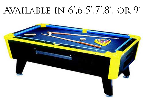 Great American Neon Optional Coin-Op LED Slate Pool Table (Sizes 6', 6.5', 7', 8', or 9') 
