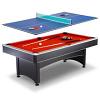 Maverick 7-foot Pool and Table Tennis Multi Game with Red Felt and Blue Table Tennis Surface, Cues, Paddles and Balls