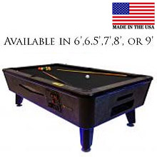 Great American Black Beauty Optional Coin-Op LED Pool Table (Sizes 6', 6.5', 7', 8', or 9')
