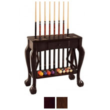 The Carved Leg Floor Cue Rack with Storage Drawer